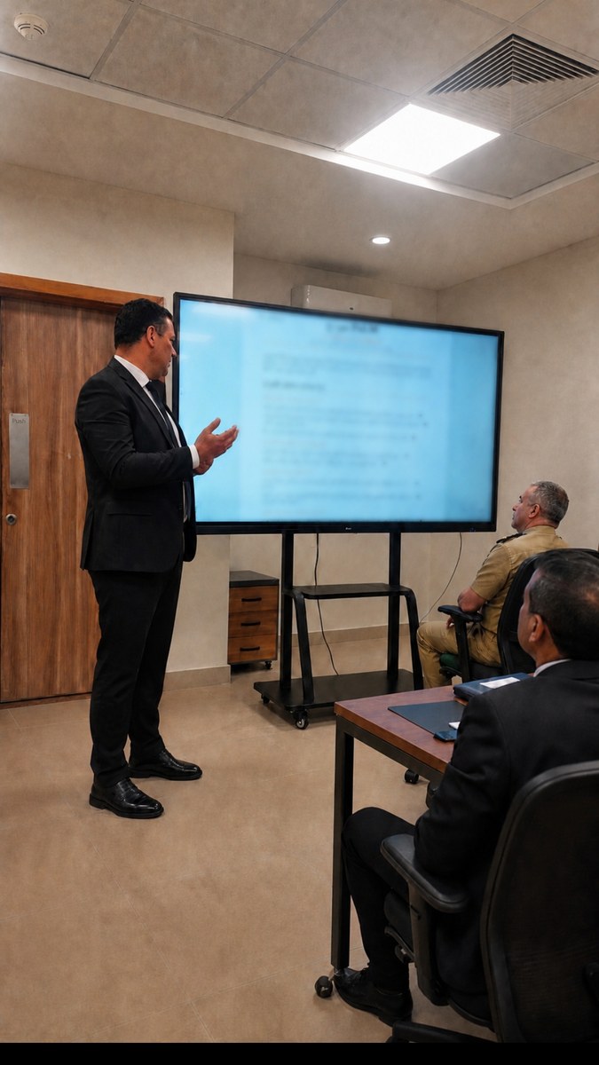 Mahmoud Abdel Moneim Mohamed presenting to senior officials